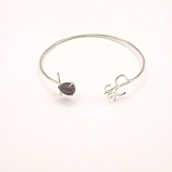 925 Sterling Silver Bangle Bracelet – Delicate Natural Purple Mookaite Jasper - Picture 5 of 6